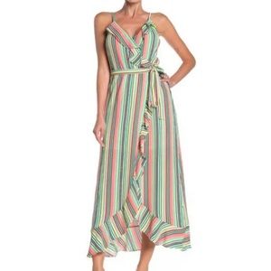 Love...ady Striped Ruffle Maxi Dress Size L